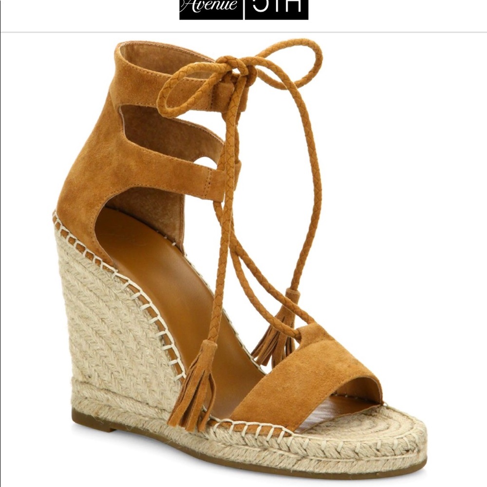 LN Joie Delilah suede wedge espadrille sz41 Brown